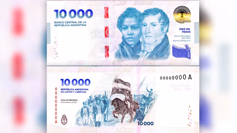El BCRA pone en circulación el billete de 10 mil